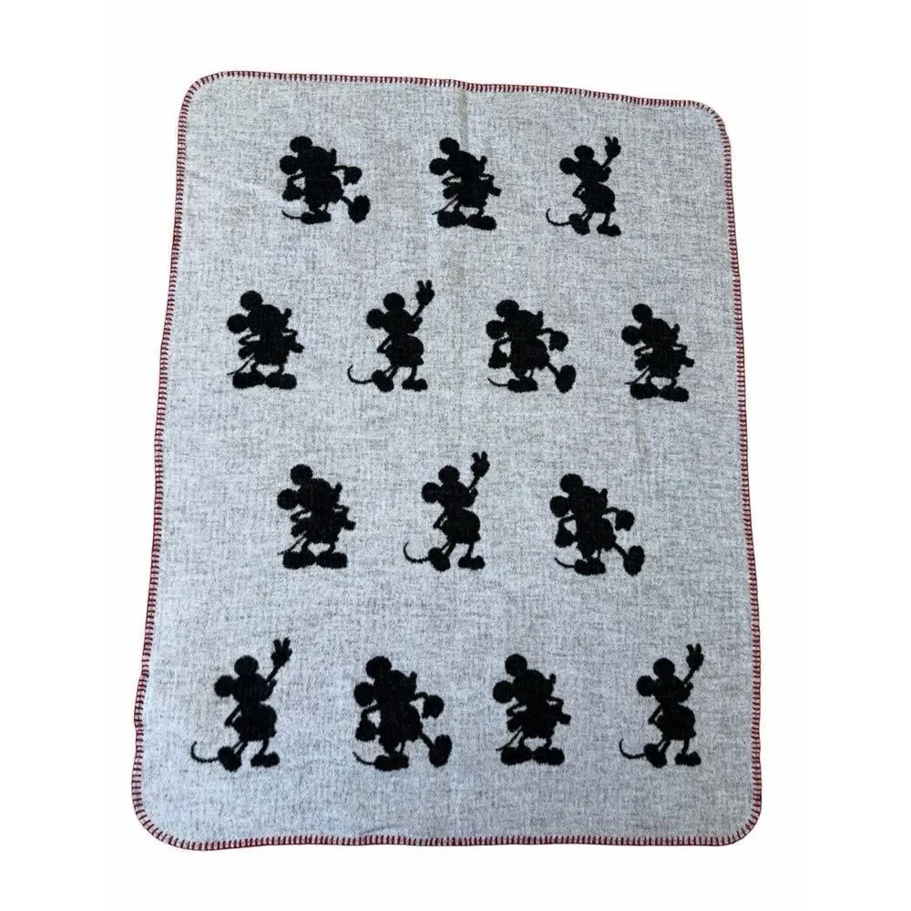 Pottery Barn Disney Mickey Mouse Baby Blanket‎ Reversible Gray Black 30 x 40